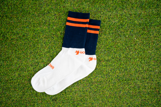Navy/Orange Midi Socks