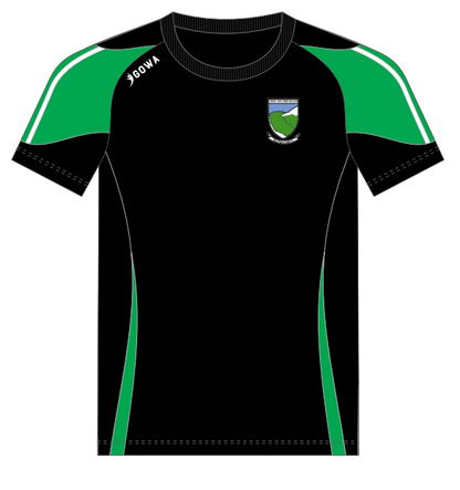 Black and green sports jersey with a logo on a white background